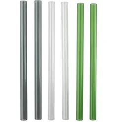 Set de 6 pailles en verre grises, vertes et transparentes avec brosse de nettoyage 21,5 cm Point Virgule