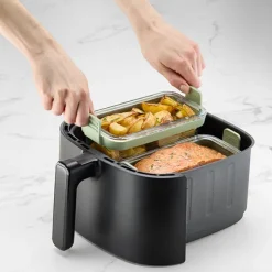 Set de 2 plats en verre rectangulaires pour friteuse à air chaud Lékué