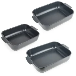 Set de 3 plats à four céramique Appolia rectangulaires ardoise 25, 32 et 40 cm Peugeot