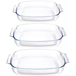 Set de 3 plats à four rectangulaires en verre borosilicate Mathon