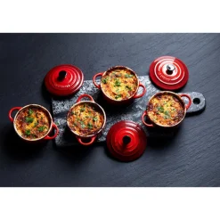 Set 4 mini-cocottes céramique 10 cm Cerise Le Creuset