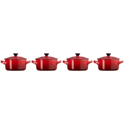 Set 4 mini-cocottes céramique 10 cm Cerise Le Creuset
