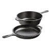 Set poêle 26 cm et sauteuse 3L en fonte naturelle avec double poignées Lodge
