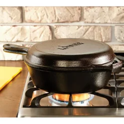 Set poêle 26 cm et sauteuse 3L en fonte naturelle avec double poignées Lodge