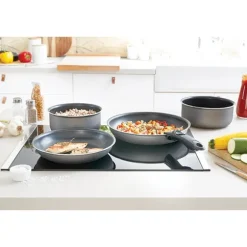 Set 2 poêles et 2 casseroles anti-adhésives Délice et manche amovible Mathon