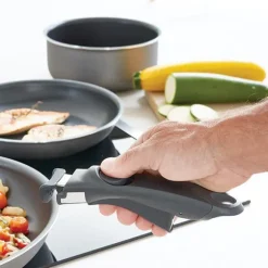 Set 2 poêles et 2 casseroles anti-adhésives Délice et manche amovible Mathon