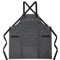 Tablier en toile enduite et cuir noir Livoo