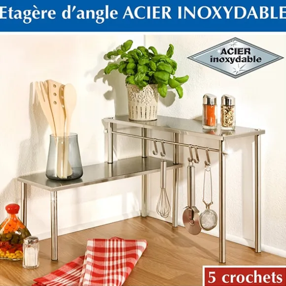 Étagère angle 2 étages en acier inoxydable Wenko by Maximex