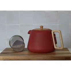 Théière Viggo en fonte et bois d'hévéa 1 L paprika Ogo