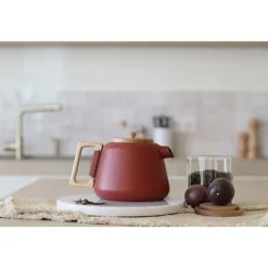 Théière Viggo en fonte et bois d'hévéa 1 L paprika Ogo