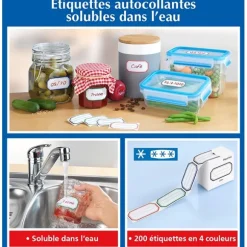 200 étiquettes autocollantes hydrosolubles en rouleau Wenko by Maximex