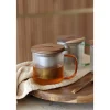 Tisanière mug Karl en verre borosilicate anse ambrée 300 ml Ogo