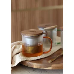 Tisanière mug Karl en verre borosilicate anse ambrée 300 ml Ogo