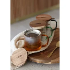 Tisanière mug Karl en verre borosilicate anse ambrée 300 ml Ogo