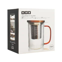 Tisanière mug Karl en verre borosilicate anse ambrée 475 ml Ogo