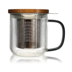 Tisanière mug Karl en verre borosilicate anse gris fumé 300 ml Ogo