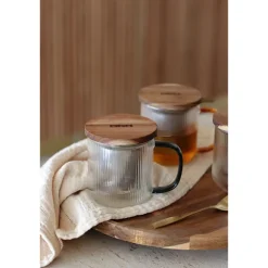 Tisanière mug Karl en verre borosilicate anse gris fumé 300 ml Ogo