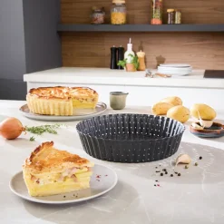 Tourtière perforée haute fond amovible acier antiadhérent 24 × 5 cm Mathon