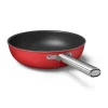 Wok aluminium antiadhésif 30 cm rouge mat Smeg