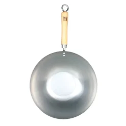 Wok fond plat 30 cm tôle acier blanche Be a Wok Star